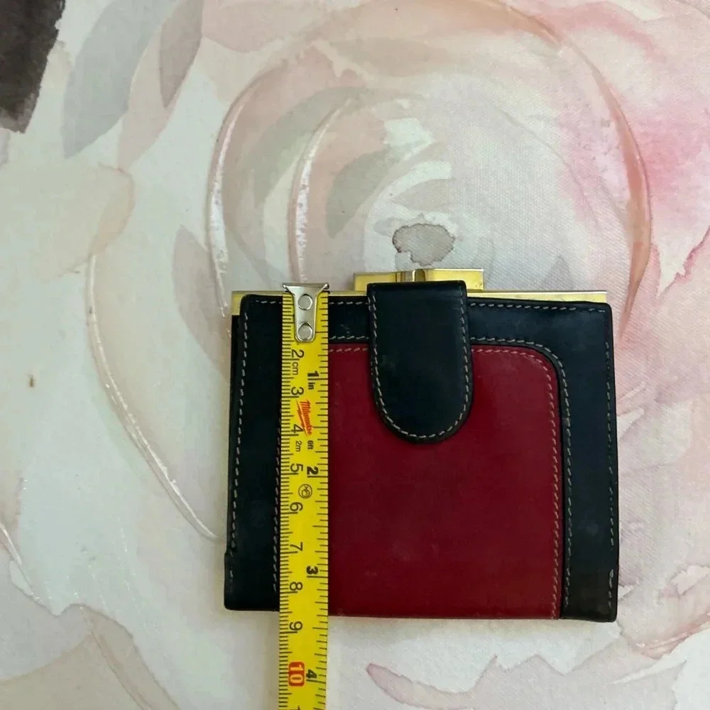 Vintage Loewe Spain black and Red Leather Women's Wallet